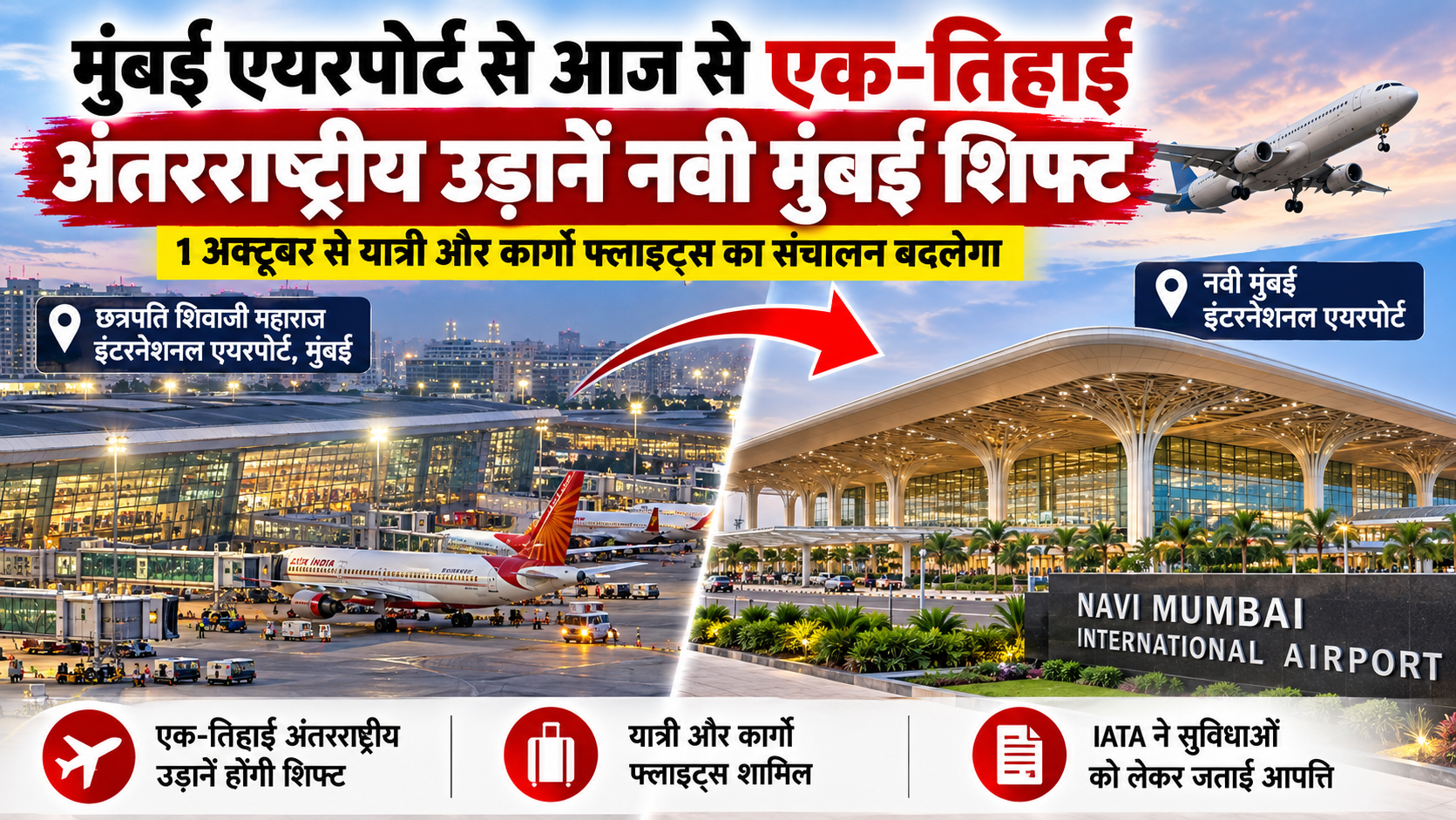 मुंबई एयरपोर्ट से 1 अक्टूबर से अंतरराष्ट्रीय यात्री और कार्गो उड़ानों के संचालन में बदलाव, आईएटीए ने सुविधाओं को लेकर जताई आपत्ति